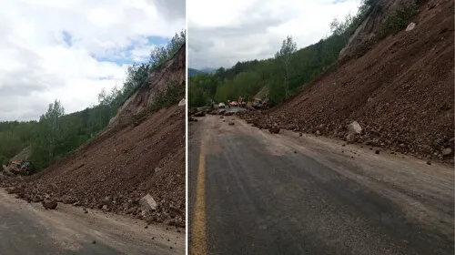 Ardahan'da Heyelan! Gümrük Yolunda Genişletme Çalışması Başladı