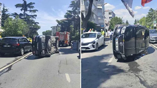 Beşiktaş'ta Korkunç Kaza! Otomobil Yan Yattı, İşte İlk Görüntüler!