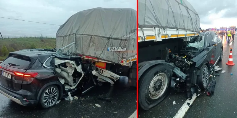 Otomobil arkadan çarptığı TIR’ın altına girdi: 3 yaralı